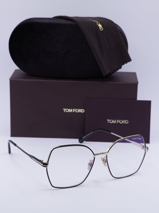 Tom Ford FT5876-B 032 Butterfly Eyeglasses 56mm - Pale Gold/Black - Picture 1 of 10